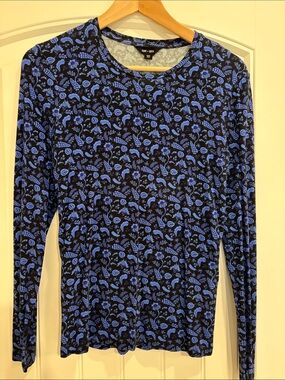 Saint + Sofia Blue Floral Long Sleeve Top